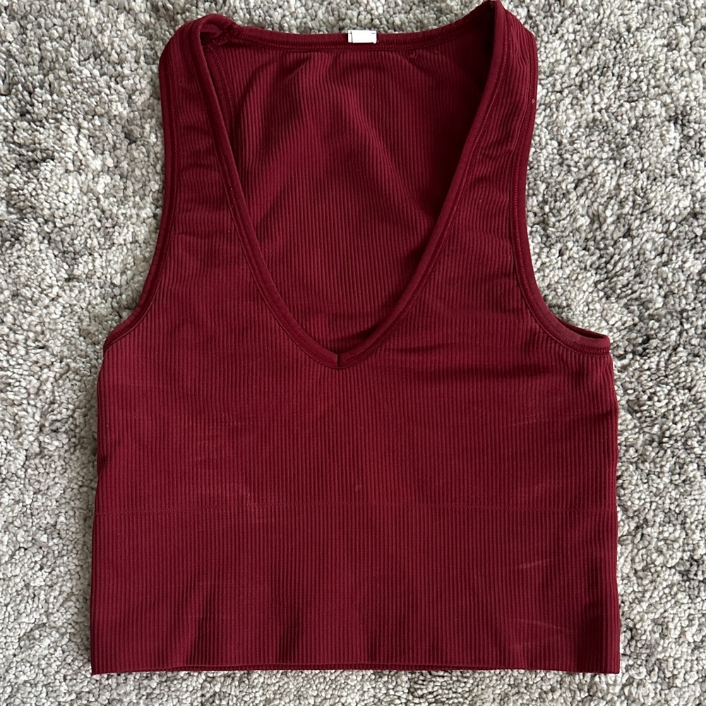 Athleta Burgundy Ribbed Tank Top